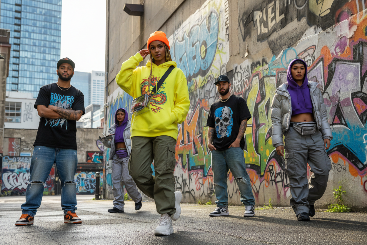 genere moi une image en paysage sur la mode street 